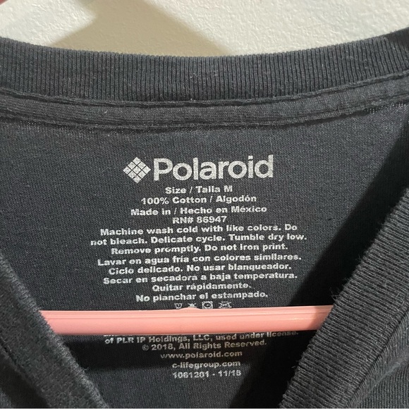 Polaroid Women’s Black Long Sleeve Graphic T-Shirt 100% Cotton Medium - Picture 3 of 4